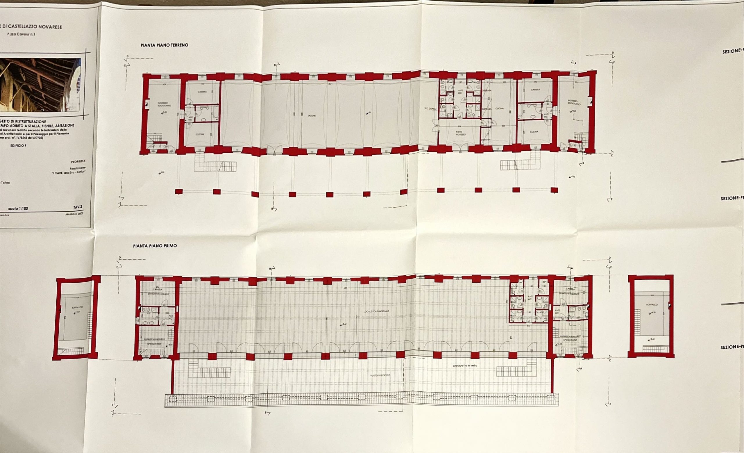 Foglio del progetto di ristrutturazione dell'edificio F